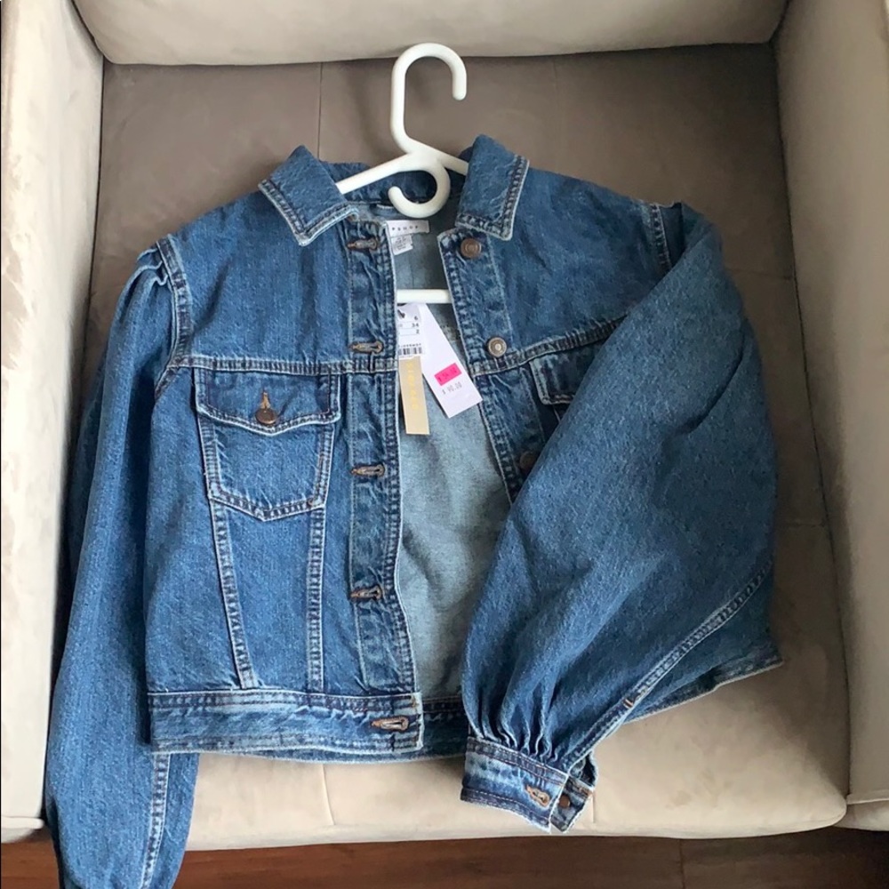 NWT TOPSHOP Puff Sleeve Denim Jacket
